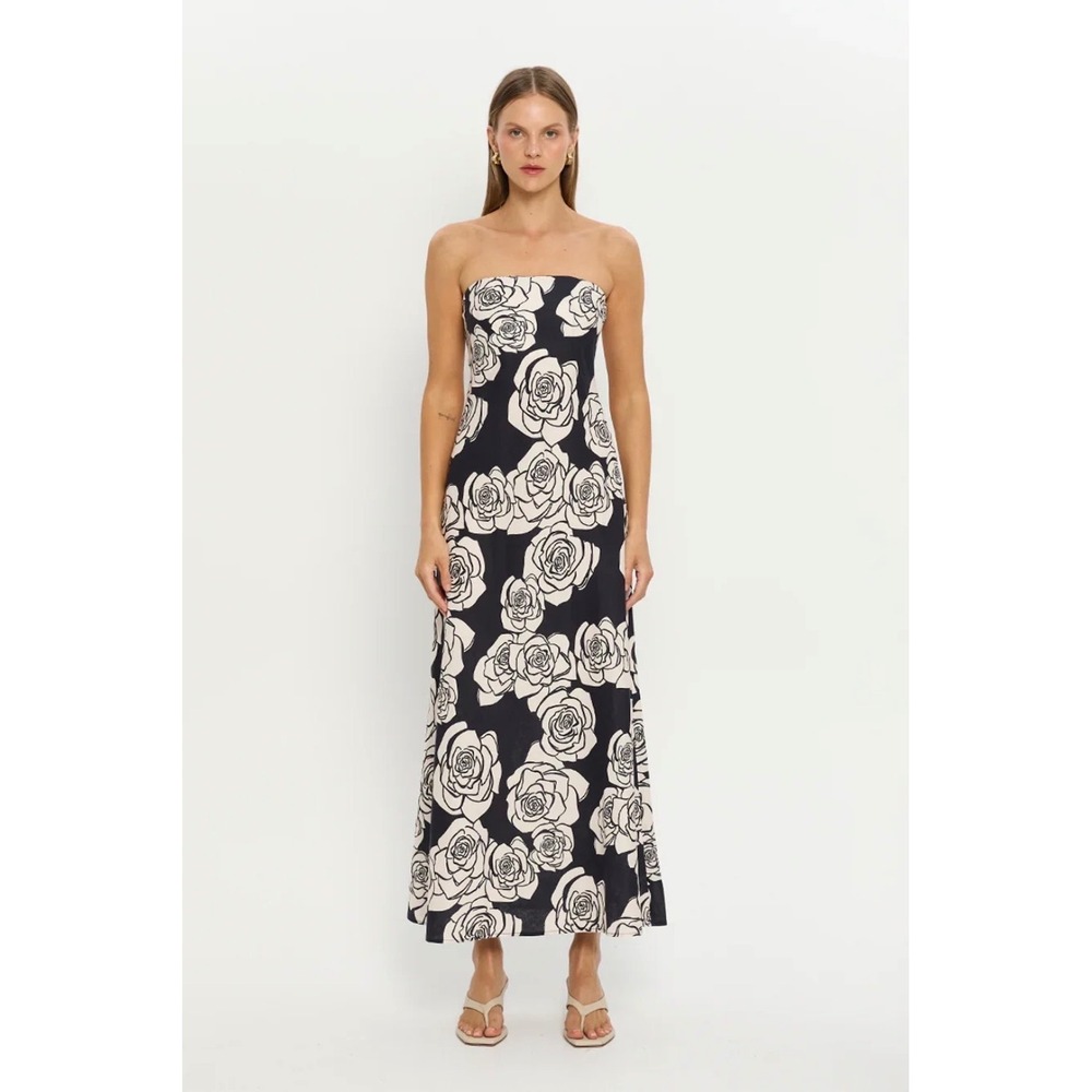 NWT KIVARI Camen Strapless Linen Maxi Dress Size XS 6